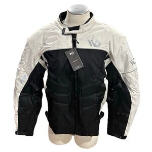 WD Motorsports Motorcycle Jacket Mens 2XL Vegas Series Black, White Padded